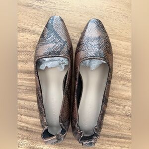 Brown Faux Snakeskin Women's Flats